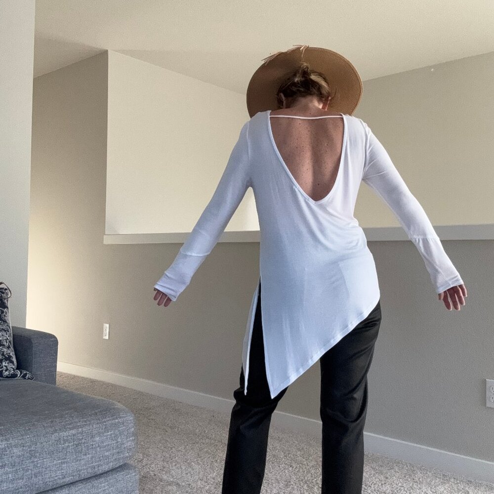 Prana White Asymmetrical Top